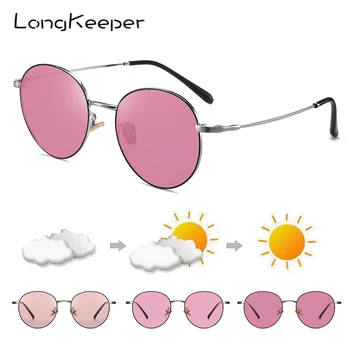 LongKeeper Farebné Šošovky Photochromic slnečné Okuliare Ženy Polarizované Ružová Čierna Chameleon Slnečné Okuliare Zmeniť Farbu UV400
