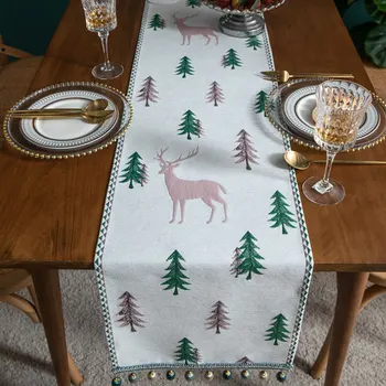 Moderný Stôl Runner Vianočné Jeleň Výšivky Vzor Pre Domáce Party, Narodeniny, Svadobné Dekorácie Polyester Jedálenský Stôl Runner