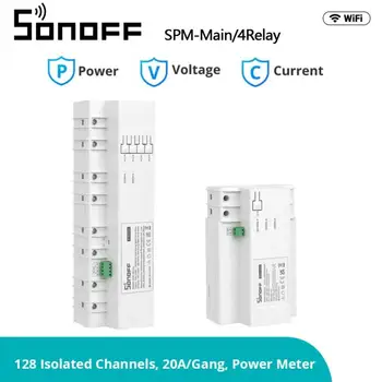 SONOFF 4-Relé SPM Hlavné WiFi Power Meter Stohovateľné Ochrana proti Preťaženiu Metadáta Monitorovanie Podporu 128G SD Kartu Ukladanie Dát