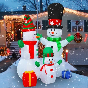 6 Ft LED Svetlo, Až Nafukovacie Vianočné Snehuliak Rodiny Scence Dekorácie na Dvore, Trávnatá Záhrada Domáce Stranu Vnútorné Vonkajšie Hračky pre Deti