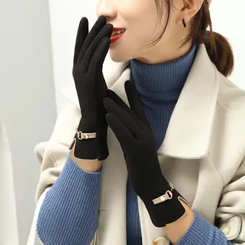 Dámy zimné rukavice Vonkajšie cyklistické rukavice za studena ochrana palčiaky kórejský módne teplé dotykový displej rukavice C044