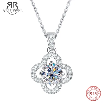 AnuJewel 1 Carat D Farba Moissanite Diamond Luxusné Prívesok 925 Sterling Silver 40+2+3 cm Náhrdelník Jemné Šperky