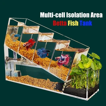 Kreatívne Betta akvárium Akryl Multi-článková Izolácie Oblasti Self-obehové Filtrácie Vody-free Ekologické Akvárium Nádrž