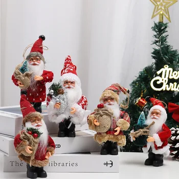 Cartoon Textílie Plyšové Stojí Santa Claus Bábika Visí Prívesok Veselé Vianočné Dekorácie Pre Domov Vianoce Ploche Ornament Navidad