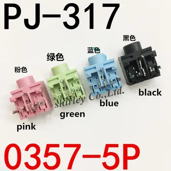 5 KS 3,5 mm 0357-5P Samica Audio Konektor PJ317 5Pin DIP Slúchadlá Jack Zásuvka PJ-317 ružová zelená modrá čierna
