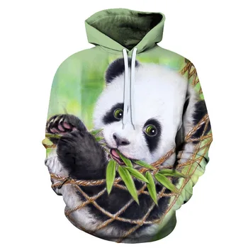 2022 3D Panda Tlač Nadrozmerné Hoodies Ženy Muži Zvierat Bežné Dlhý Rukáv Voľné Topy, Mikiny