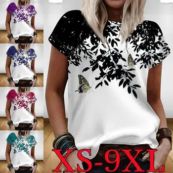 2022 Ženy Sexy Krátke Rukáv Top Ležérne Módne Letné Nové Tlačené Krátky Rukáv T-Shirt XS-9XL