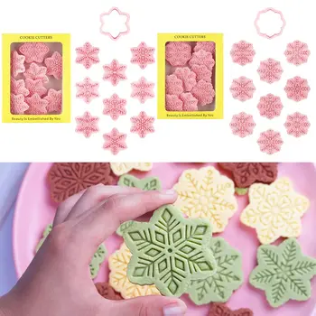 Jedlo Fondant Santa Claus Pečivo Zdobenie Piest Pečenie Foriem, 3D Snowflake Vianočné Sušienky Formy Cookie Cutter