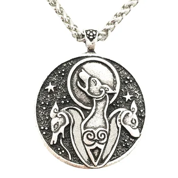 Triple Vlk A Moon Star Čiar Amulet Prívesok Viking Muž Náhrdelník Wicca Pohanské Talizman Šperky