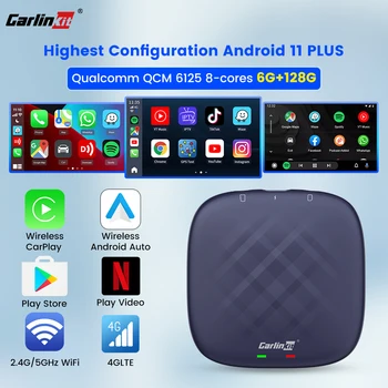 CarlinKit CarPlay Ai Box PLUS Android 11 6 G+128G Bezdrôtový Android Auto CarPlay Adaptér Qualcomm 6125 8-jadrá Pre Netflix YouTube