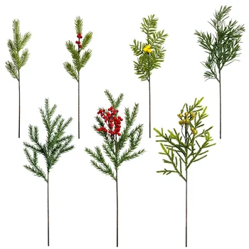 Nové Vianočné Dekorácie Európskych a Amerických Domov Kvet Usporiadanie Vianočné Červeného Ovocia 7-vidlica Simulované Borovica Ihly