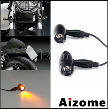 1Pair Universal 10 mm Skrutka Motocykel LED Mini Bullet Vodotesné Kovové Zase Signálne Svetlá Flashers Žltý Indikátor Lampa Blinkers