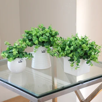 Kreatívne Umelé Črepníkové rastliny nastaviť Simulácia ďatelina kvety zelená tráva Malé bonsai záhradníctvo hrniec kultúry office Home Decor