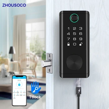Ttlock Bluetooth Smart Odtlačkov prstov Zámok Elektronický Keyless Západka Smart Dverný Zámok S Digitálnym Heslo IC Kartu Tlačidlo Home Lock