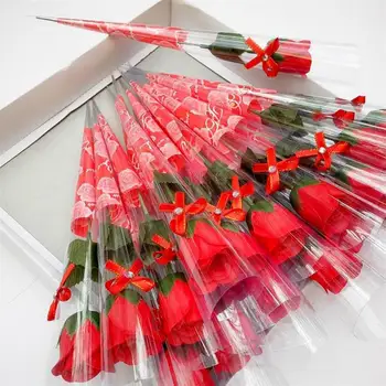Kreatívne 10 Ks Jednej Stonky Umelé Ruže S Plastových Obalov Mydlo Vyrobené Kvety Valentína Darček Narodeninovej Party Zariadených izbách