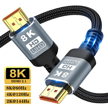 8K HDMI Kábel HDMI 2.1 Ultra Digitálny HD UHD Vysokej Kvality Pletená 8K@60Hz 4K@120Hz 2K@144Hz pre Notebook PS4 TV Projektory Monitor