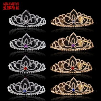 AINAMEISI 4 farby Luxusné Crystal Svadobné Tiaras Sprievod Princezná Koruny Drahokamu hlavový most Hrebene Módne Svadobné Vlasy, Šperky