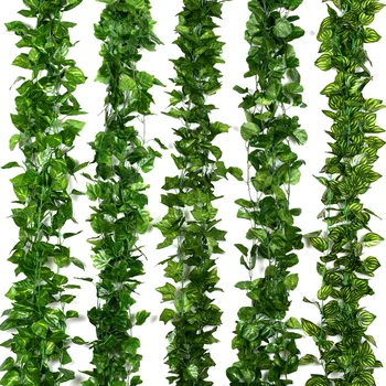 230 cm Živé Umelých Rastlín, popínavých rastlín Viniča, Zelenej Listovej Ivy Viniča Garland Pre Domáce Garden Party Svadobné Stenu Decor Ratan Reťazec