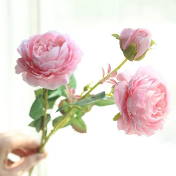 3 Hlavy Rose Európskej Hodváb Umelé Pivónia Kvet pre Domáce Svadobné Stenu Kvetinová Výzdoba kvet Party Dekor 1pcs