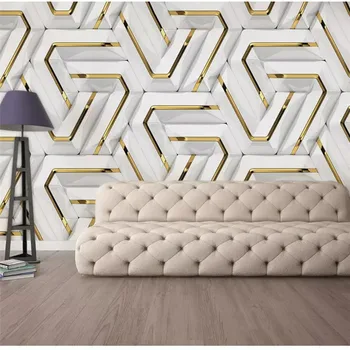 beibehang Vlastnú tapetu 3D solid geometry vzor na pozadí na stenu zlato abstraktné obývacia izba, spálňa tapety abstraktných de parede