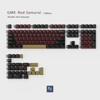 GMK keycaps Red Samuraja, nastaviť OEM profil 136 kľúče PBT Double shot keycpas