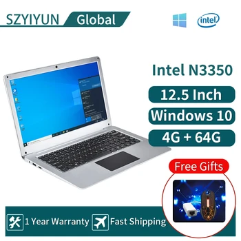 12.5 Palce Intel N3350 Netbook Ľahký Ultra-Tenké 4GB+64GB Malý Notebook Windows 10 Pro 64-Bitové Netbook Ultrabook Office PC