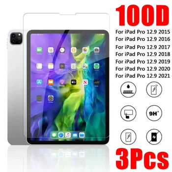 3ks/Bal 100D Tvrdeného Skla Screen Protector Pre Apple 2021 Nový iPad Pro 12.9 2020 2018 2017 2015 Sklom Ochranný Film