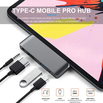 Hliníkový Typ-C Mobile Pro Hub Adaptér S USB-C PD Plnenie 4K HDMI, USB 3.0, Tablety, Notebook Dokovacej Stanice HD Pre IPad Pro