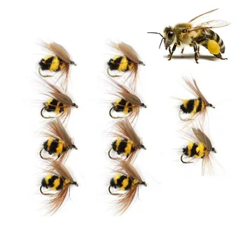 10 Ks/Set Včiel Medonosných Fly Rybárske Návnady Ručné Rybárske Umelé Hmyzu Návnadu Čmeliaky Bee Lietať Pstruhov Láka Bionic Návnada