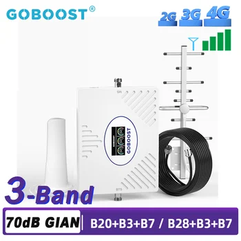 GOBOOST 3 Kapela LTE Celulárnej Zosilňovač, 3G, 4G 70 db 700 800 1800 a 2600 MHz B20 B28 B3 B7 4G mobilné Siete Signál Booster Repeater Auta