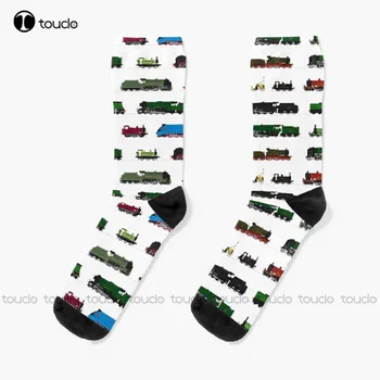 Kultový Britský Parné Vlaky Ponožky Fialové Ponožky Osobné Vlastné Unisex Dospelých Dospievajúcu Mládež Ponožky 360° Digitálna Tlač Zábavné Ponožka