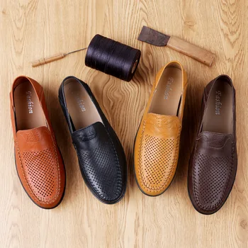 Pánske topánky 2021 nové príležitostná obuv módne kožené topánky cezhraničnej veľkosť pánske bean topánky Priedušné, odolné voči opotrebovaniu