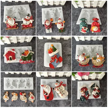 Vianočné Santa Ponožky Snehuliak Silikónové Candy Plavidlá Formy Živice Nástroje Cupcake Pečenie Formy Fondant Cake Zdobenie Nástroje