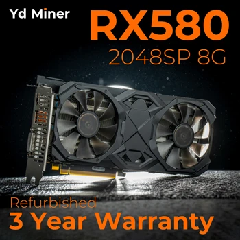 RX580 8G 2048 SP Video Grafické Karty GPU Zrekonštruovaný Yd Miner pre AMD Radeon Herné Ťažba Počítač PC Časti, Súčasti