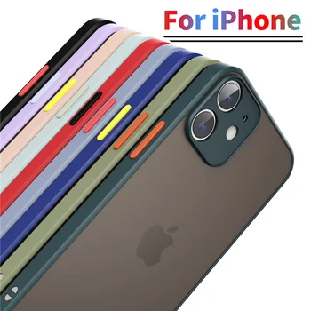 Shockproof Brnenie Matný Telefón puzdro Pre iPhone 13 12 Mini 11 Pro Xs Max XR X 7 8 Plus SE Luxusný Silikónový Nárazník Jasné Kryt Fundas