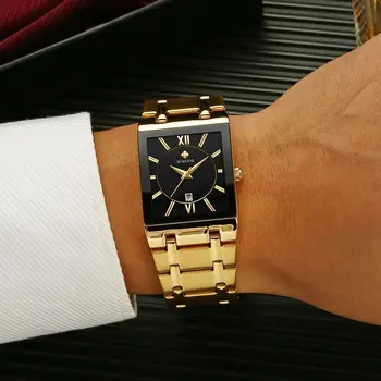 Módne Hodinky z Nerezovej Ocele Mužov 2022 WWOOR Námestie Nepremokavé Quartz Hodinky Mužov Top Značky Luxusné Zlaté Čierne Náramkové hodinky Pre Človeka