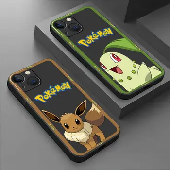 Puzdro Pre Apple iPhone 14 13 11 12 Pro 7 XR X XS Max 8 Plus 6 6S SE 2022 13Pro Black Soft Telefón Funda Pikachu Pkemon Roztomilé Anime