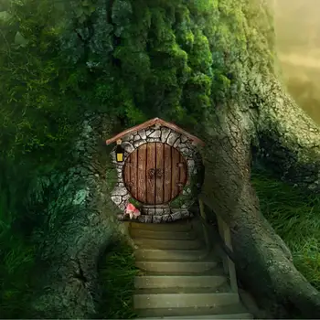 Rozprávky Dvere Miniatúrne Víla Gnome Dvere Figúrky Elf Doma Na Dvore Umenie Záhrade Strom Sochy Sochy Dekor Vonkajší Dekor