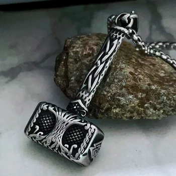 Nordic Odin Valknut Thor Kladivo Prívesok Náhrdelník Mužov Vintage Nehrdzavejúcej Ocele Viking Strom Života Náhrdelník Reťazca Amulet Šperky