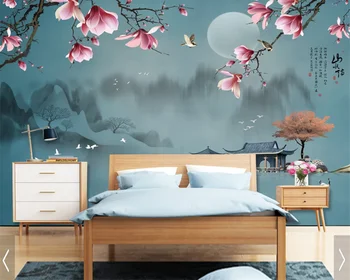 beibehang Vlastné nové, moderné dekoratívne maľby nová Čínska krajina magnolia kvet, vták pozadí abstraktných de parede tapety