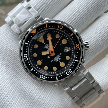 SD1975V STEELDIVE Nový Príchod Dva-Tón Keramická Fazeta Orange Svetelný 47.5 MM z Nehrdzavejúcej Ocele NH35 Automatické Pánske Dive Watch Reloj