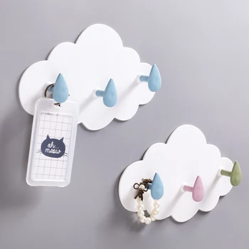 Nové Cloud tvar PP nástenné dekoračné háčiky samolepiace Lístky háčik na zavesenie oblečenia vešiak kľúča držiteľa domov organizátor
