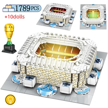 1789pcs Telocvičňa Futbalový Štadión Oblasti Stavebných Blokov LED Svetlo Architektúry Údaje Tehly hračky Pre Deti, Darčeky