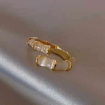2022 Nový Dizajn Zlatá Farba Opál Bambusu Nastaviteľné Prstene pre Ženy kórejský Módne Šperky Strany Luxusné Príslušenstvo Darček