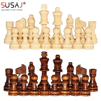 32pcs Drevené Šachové Figúrky Kompletný Chessmen Medzinárodné Slovo Šach Šach Kus Zábavy Príslušenstvo Doskové Hry Nastaviť