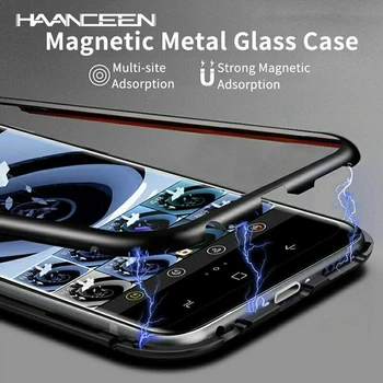 Magnetické Kovové Puzdro Pre Samsung Galaxy S Rezacím Zariadením S10 S9 S8 Plus Obojstranné Tvrdeného Skla Magnet Pokrytie Poznámka 8 9 Prípadoch Coque Luxus