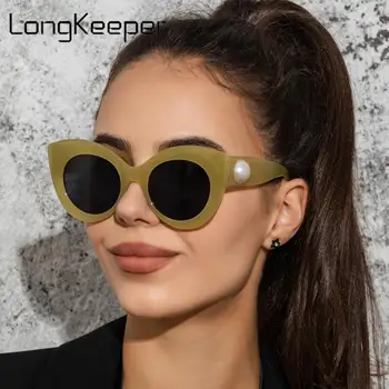 Móda Cat eye slnečné Okuliare Perla Nohy Ženy, Luxusné Značky Dizajnér Retro Slnečné okuliare Ženské Okuliare Pre Ženy Gafas de sol uv400