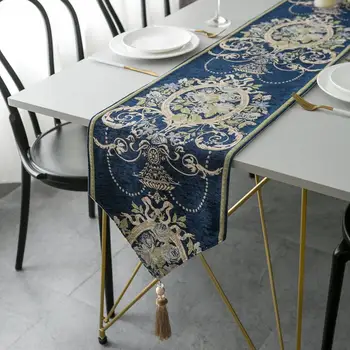 Moderný Elegantný Stôl Runner Európskej Žakárové Obrus Stopy na Stole Luxusné Nordic Jedálenský Stôl Pretekárov Dekor Biela Modrá