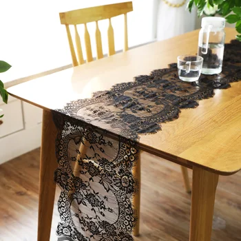 35x300cm Svadobné Party Stôl Runner Elegantné Čierne Biele Čipky Kvetinový Obrus Domáce Dekorácie Príslušenstvo Úzke obrus