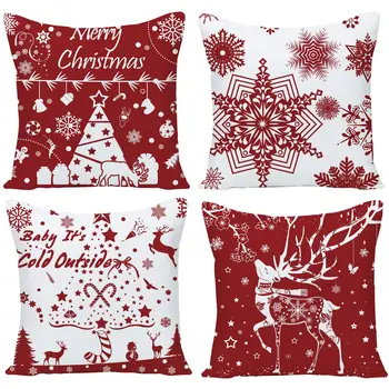 Vianoce biele vzor tlač červená obliečky na vankúš sofa vankúš domov zlepšenie môže byť prispôsobený pre vás 40x40 50x50